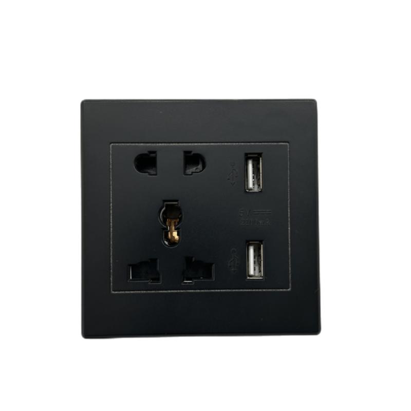 DepoGuye AC 110-250V UK Standard Socket Panel, 5V 2.1A Dual USB Mobile Phone Charger International Universal Power Outlet 86mm