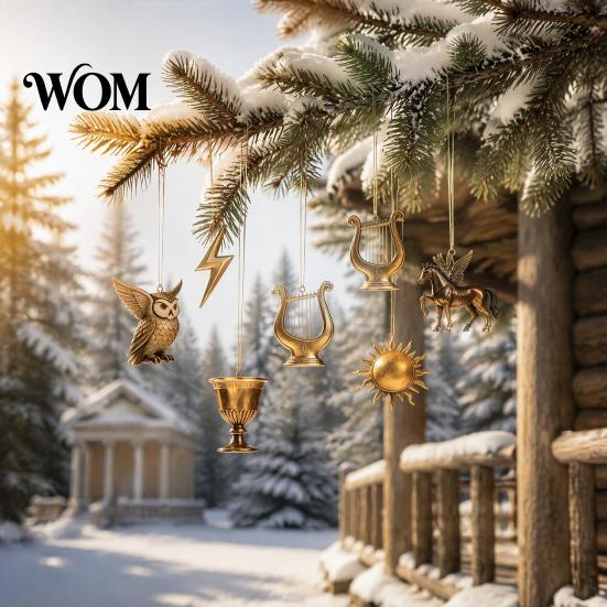 Novelty Mythology Party Favors Greek Myth Advent Calendar, 24Pcs Acrylic 2D Ornament Set with Vintage Style Hanging Charms Gold Tone, Christmas