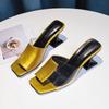 Women's Shoes Summer Transparent Film Slippers Color Matching Half Drag Sandals Open Toe Thick Heels Women Shoes