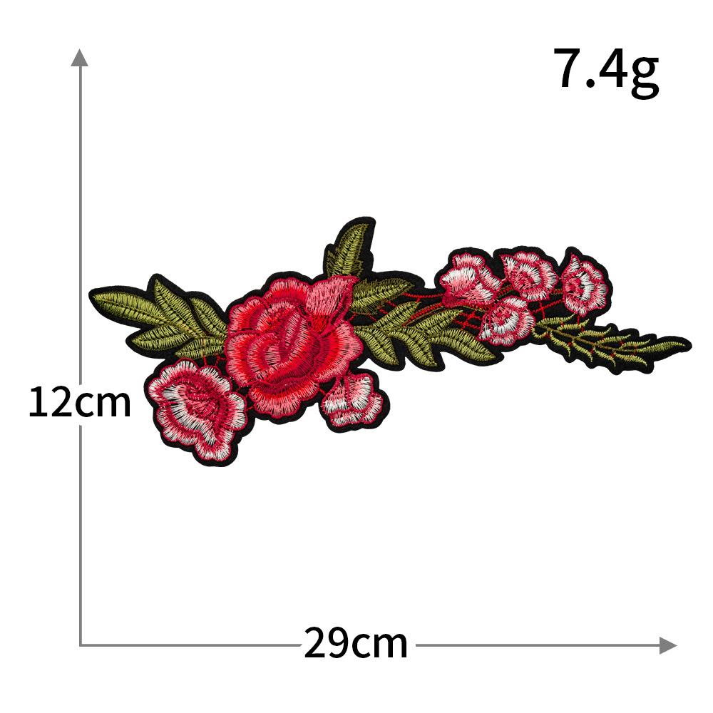 Large Rose Flower Pair Boutique Embroidery Cloth Sticker Chinese Style Coat Coat Clothes Embroidery Patch Diy