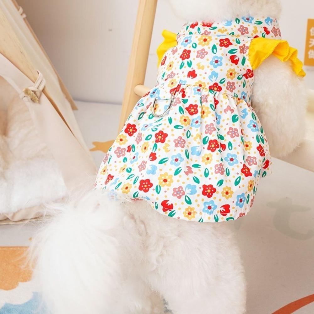 Thin Pet Dog Clothes Soft Dog Flying Sleeve Skirt Fashion Dog Princess Dress  Casual Outfit