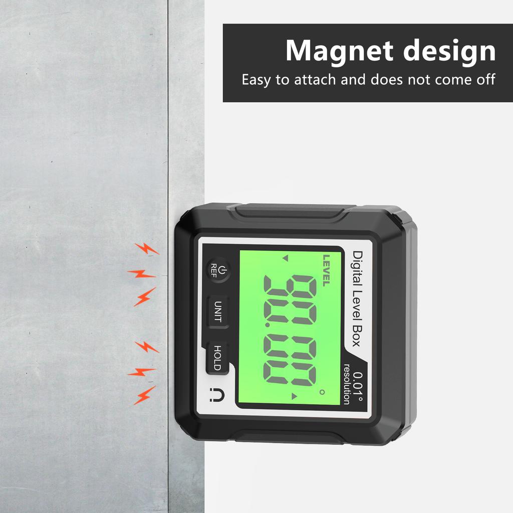 Digital Angle Finder Gauge with Magnetic Base and Backlit LCD Display Angle Ruler 4 of 90 Degree Digital Level Box for