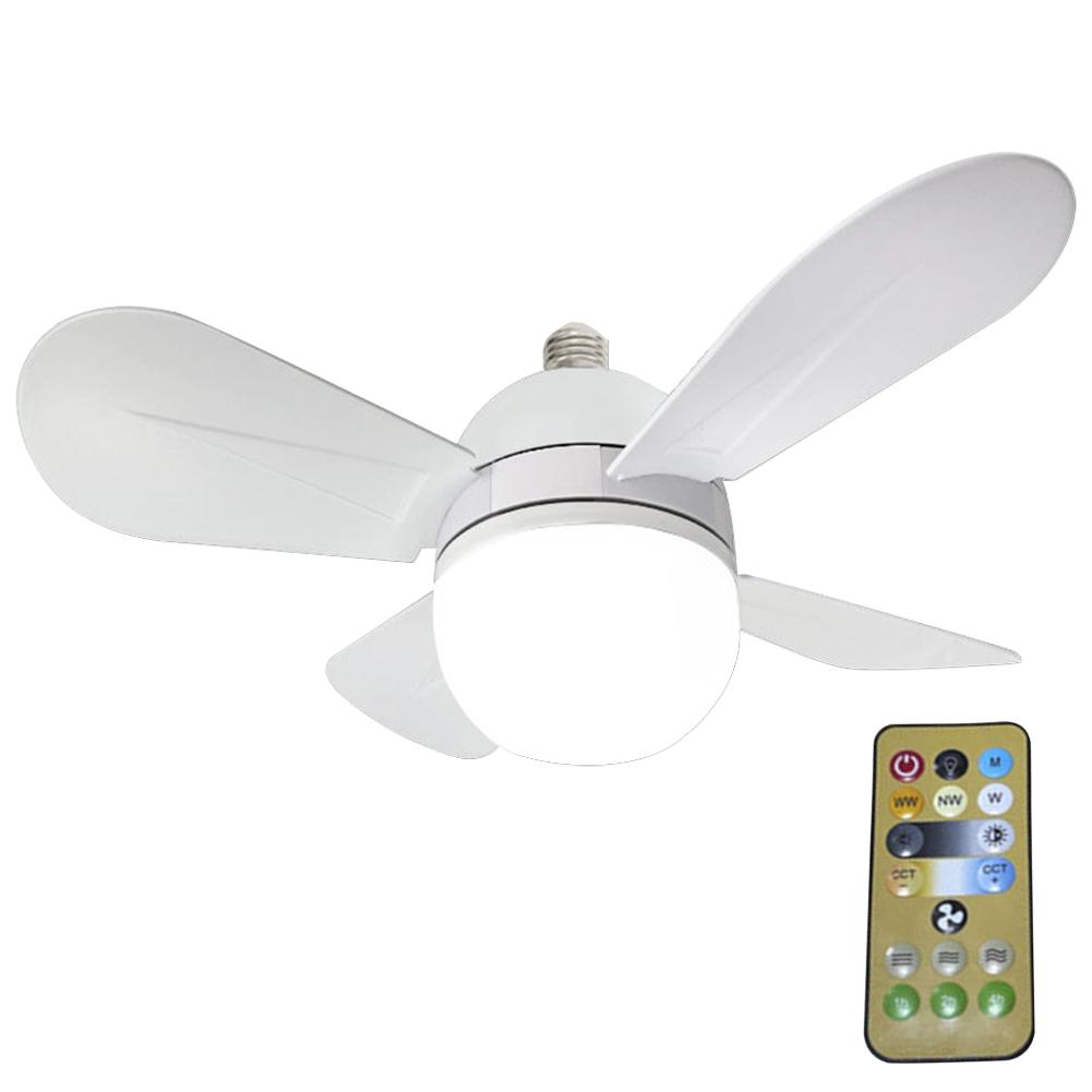 EY# 48W Ceiling Fan Light 15.75 Inch 4 Blades E26/E27 Socket Fan Lamp (White)