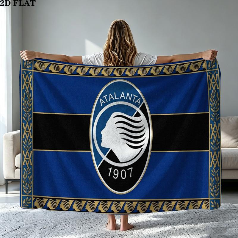 Atalanta Bergamo Logo Print Flannel Blanket High Quality Warm Comfortable Cover for All Seasons Perfect for Gifts Home Decor