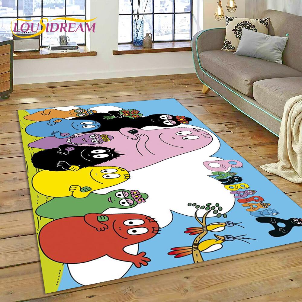 Cartoon Les Barbapapa Family HD Rug Carpet for Living Room Bedroom Home Decor,Floor Mat Non-slip Decoration for Sofa Kid Gift