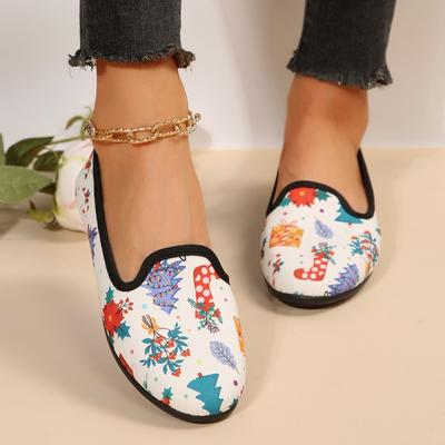 Европейские и американские рождественские туфли-одиночки 2024 года, новые повседневные туфли с плоским дном и неглубоким горлом для женщин Traf