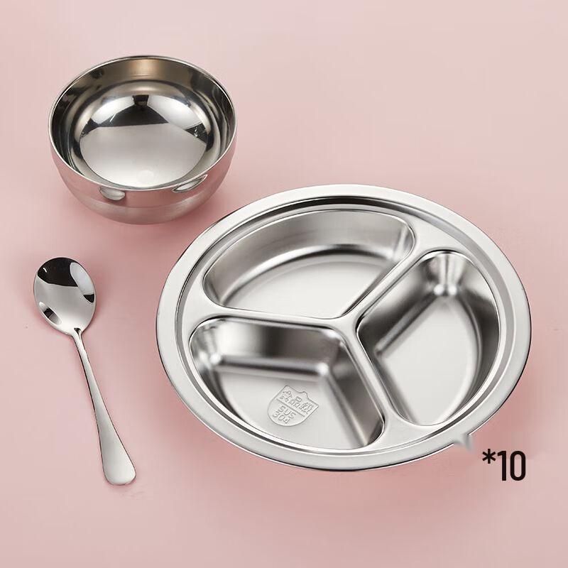 Kids' 304 Stainless Steel Divided Dinner Plate Set