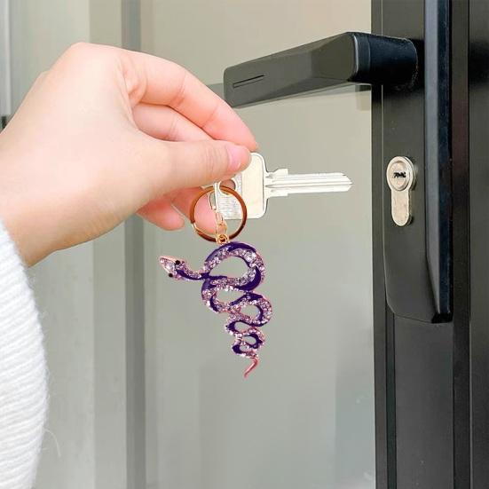 Keychain Shiny Rhinestones Snake Shape Key Ring Decorative Car Key Holder Bag Handbag Charm