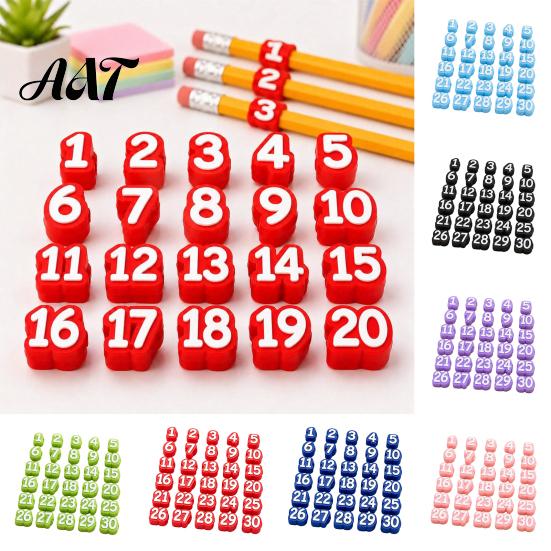 Classroom Organization Tools 30Pcs Numbered Pencil Cap Labels, 1-30 Numbers Topper Decoration, Durable Pen Stickers Students Clips, Reusable
