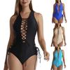 Women's One-piece Swimsuit Women's Solid Tie Hollow Sexy Backless Bikini