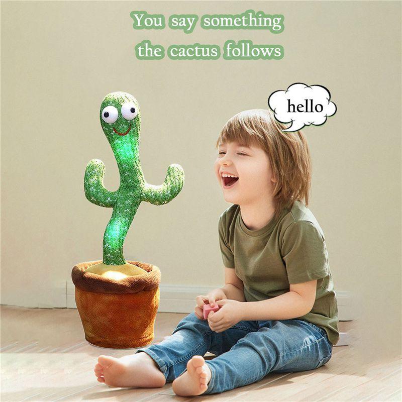 Charming Electronic Shake Body Dancing Cactus Plush Toy With Learning Speaking Feature