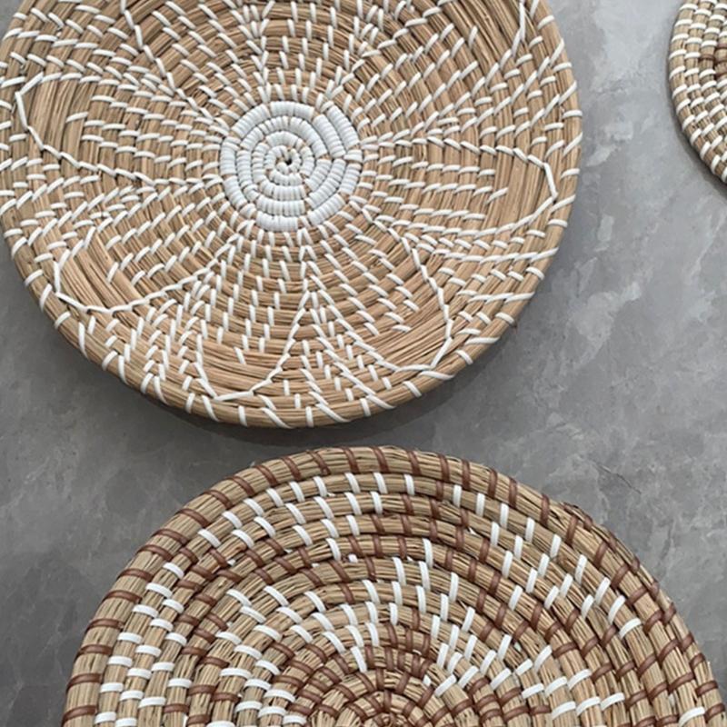 Богемный Этнический Круглый Настенный Декор Проживание в семье Гостиная Соломенное Плетение Подвесной Плетеный Фон Украшение
