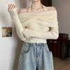 Autumn and Winter Sexy Slash Shoulder Women's Sweaters Long Sleeve Halter Slim Fit Knitted Sweater Tops Ladies Off Shoulder Pullover Knitwears 24952