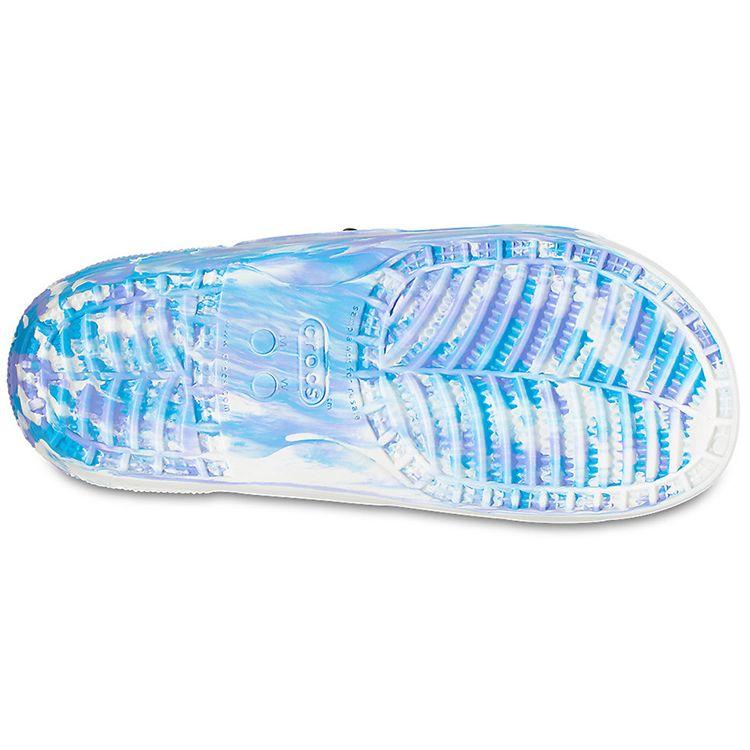 Crocs Classic Clog Marble Pattern Beach Sandals Unisex Sandals White Oxygen-Blue 207701-1FK
