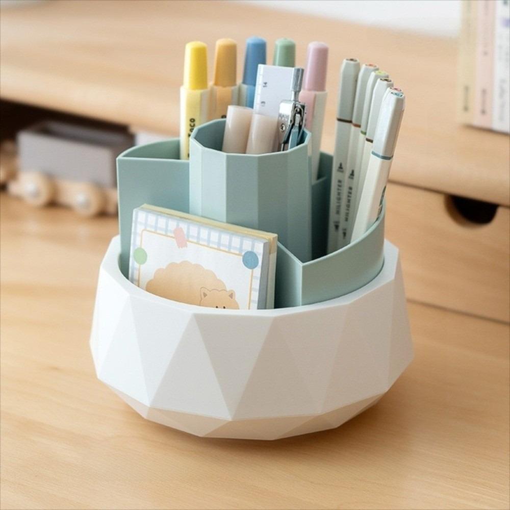 4-Grid 360° Rotating Pen Holder Large Capacity Makeup Brush Organizer Pencil Storage Box Home