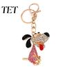 Sparkling Puppy Pendant Rhinestone Dog Keychain, Backpack Purse Bag Charm with Lobster Keychain Clasp, Golden Plated Keyring Decorative Zinc Alloy Key