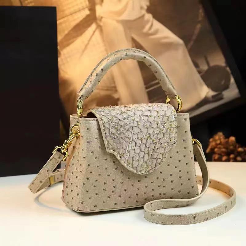 2025 Spring Fashion Women's Ostrich Pattern Crossbody and Shoulder Handbag