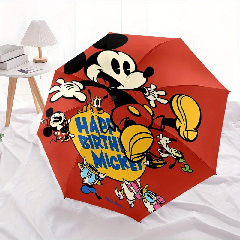 Mickey Mouse,Birthday Celebration Themed Automatic Opening and Closing Folding Umbrella, Reinforced 8 Ribs, Compact Travel Design, Fashionab
