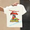 Детская спортивная футболка с коротким рукавом для мальчиков Super Wings 2026, чистое полиэстеровое повседневное топ для девочек с мультяшным принтом, летняя футболка