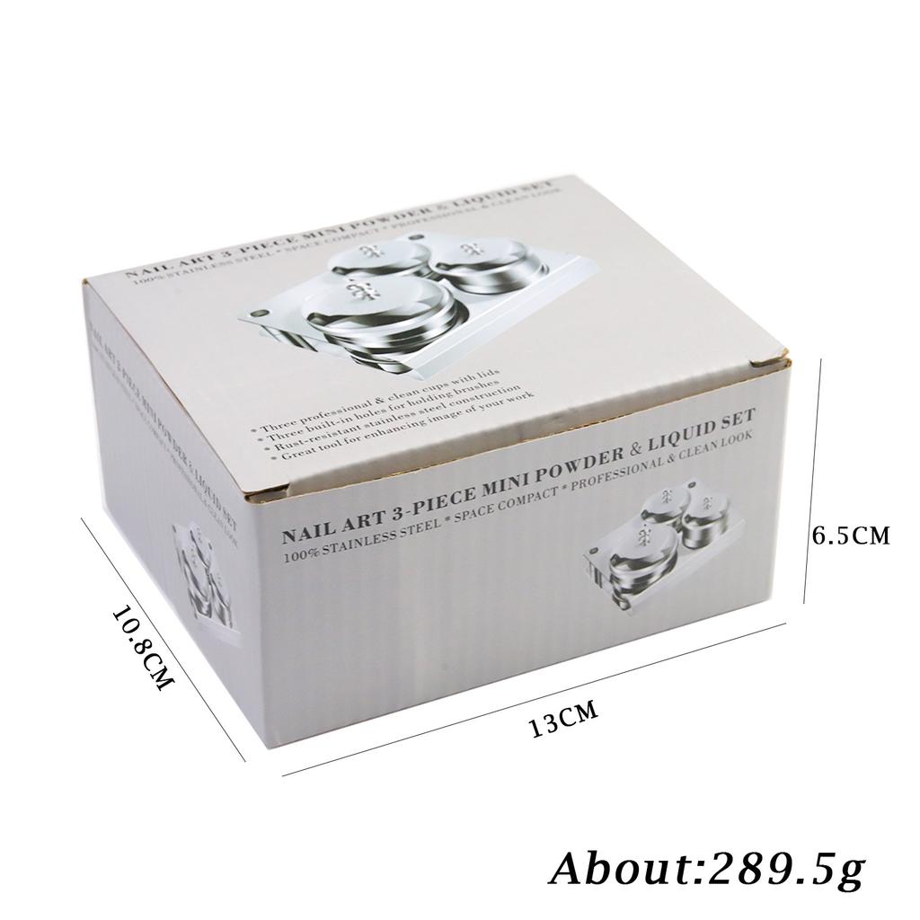 Стаканчик для нейл-арта из нержавеющей стали, набор из 3 предметов, стаканчик из нержавеющей стали, стаканчик для жидкости из нержавеющей стали, стаканчик для дезинфекции жидкости
