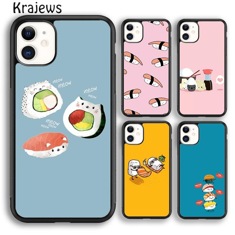 Krajews Kawaii Sushi Pattern Phone Case Cover For IPhone 18 17 Air 16 15 14 plus 11 12 13 pro max coque Shell Fundas
