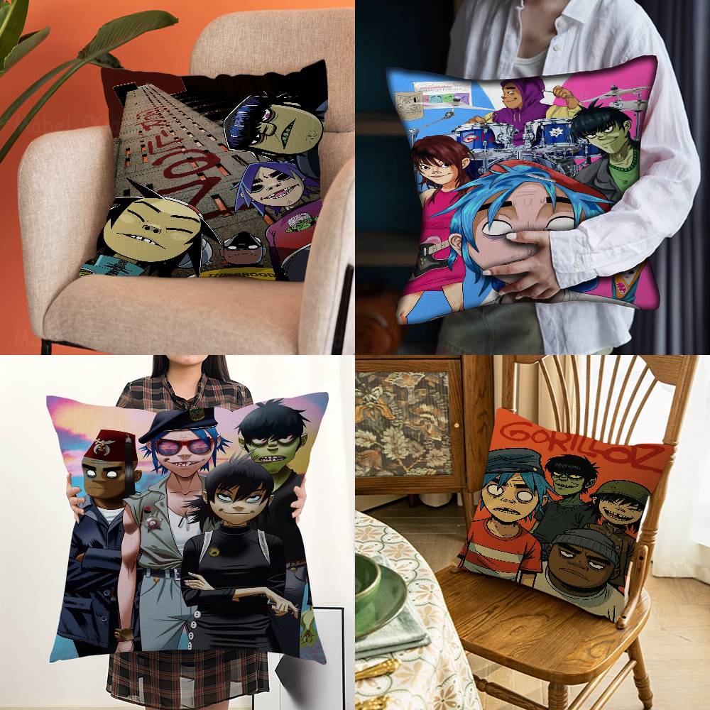 Virtual Rock Band Gorillaz Music Personalized Pillow Cover Kids Bedroom Wild Party Decor Pillowcase kid Birthday shower Gift