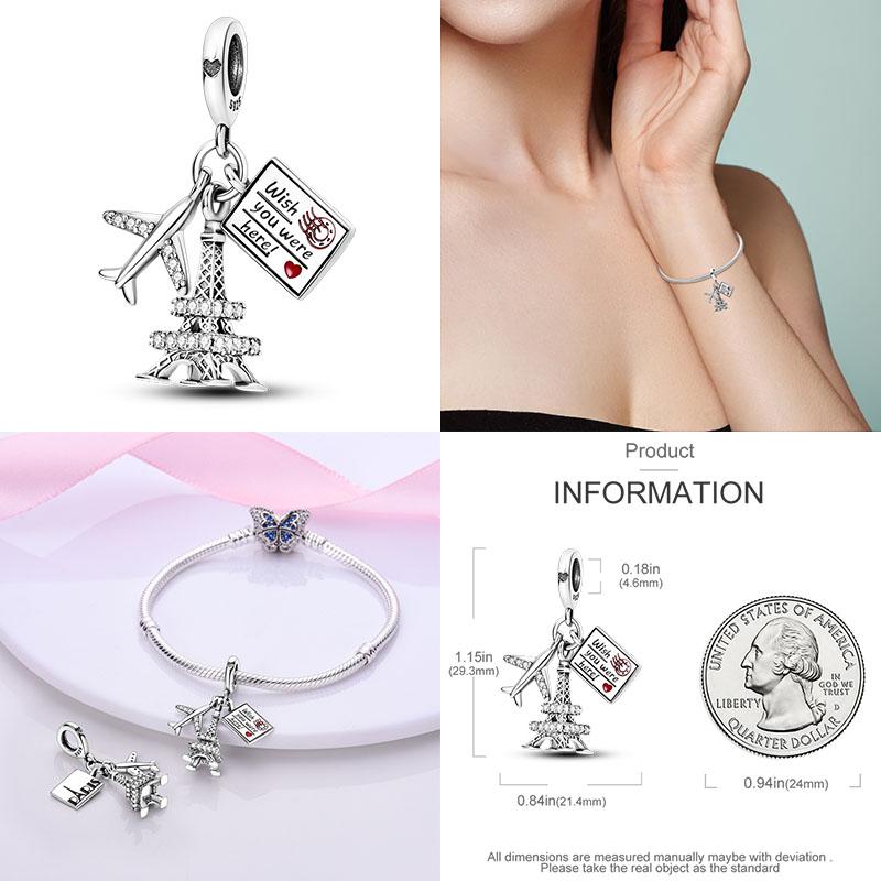 Шарм Медь Путешествия Самолет Земля Бусины Подвеска Подходит Оригинальный Браслет Сделай Сам Изысканные Ювелирные Изделия Шармы