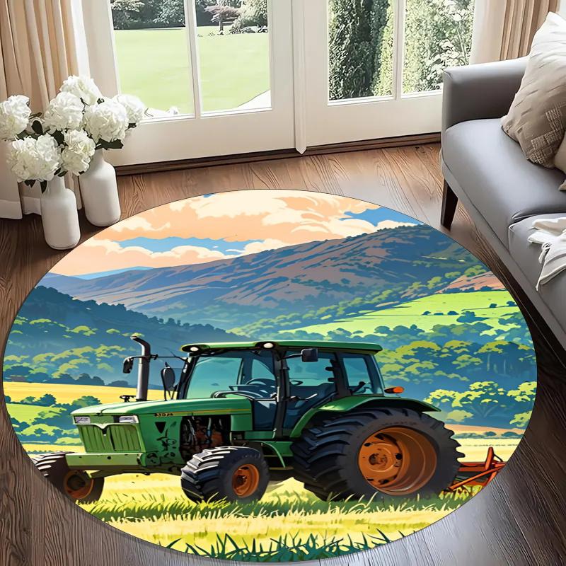 Truck Printed Round Rug Carpet Chair Rug Area Rug Entryway Doormats,for Office Chair Living Room Bedroom Kitchen Room.