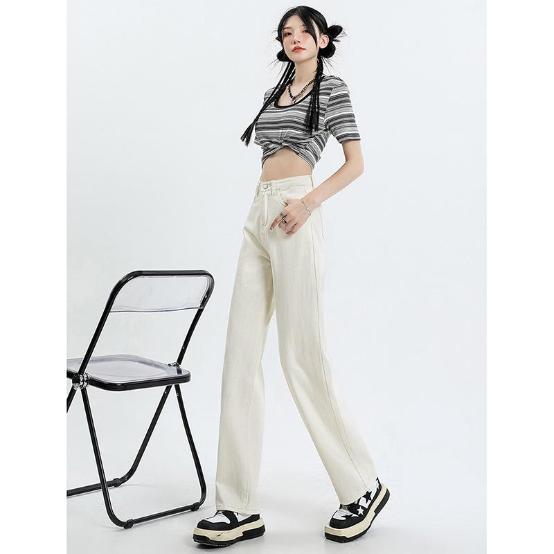 Женские облегающие прямые джинсы Petite Slim Fit, весенние широкие брюки с высокой талией и драпировкой, длина до пола