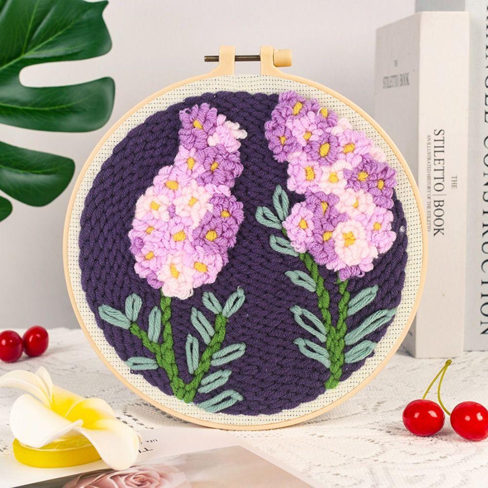 Handmade Punch Needle Set Flower Pattern Rug Punch Embroidery Starter Kit  Educational Toys