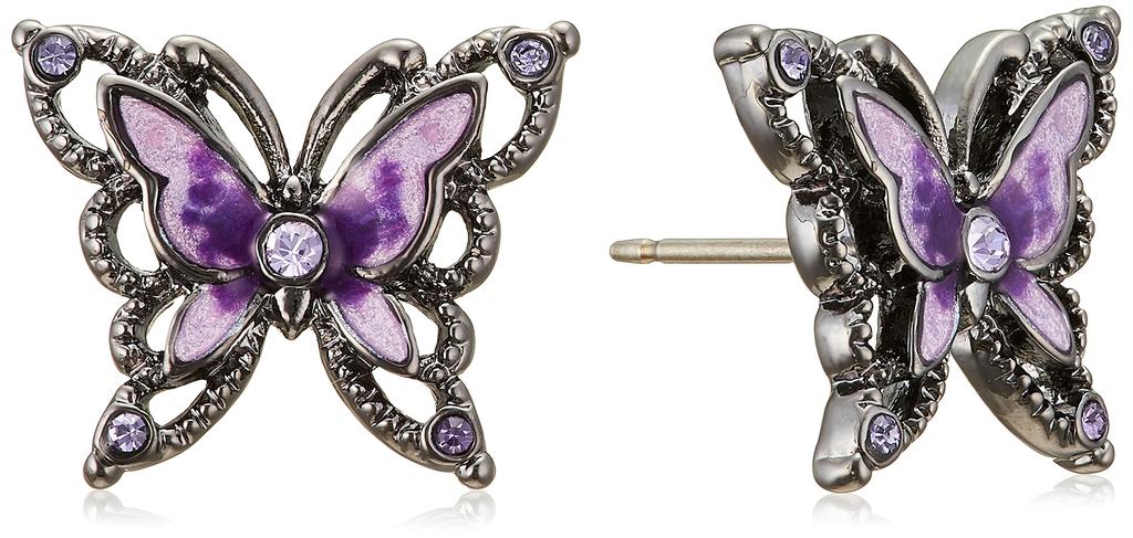 Серьги ANNA SUI с мотивом бабочки SAMA1420 XV Фиолетовые 2-сторонние