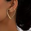Large Hollow Heart Shaped Stud Earrings Zinc Alloy Jewelry Vintage Elegant Style For Women Dating Earrings