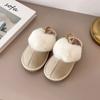 Children Cotton Shoes Elastic Band Kids Casual Slippers Solid Color Sewing Plush Warm Boys Girls Winter Slippers 2024 New
