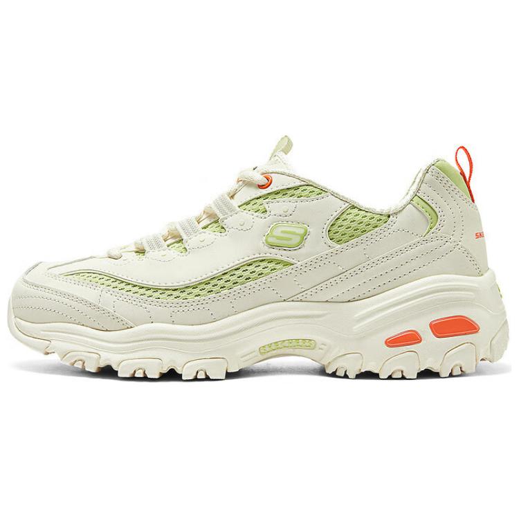 Skechers DLites Удобные Универсальные Низкие Повседневные Кроссовки Женские Светло-Зеленый Оранжевый 896193-OWGN