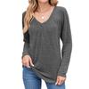 New Autumn and Winter Pleated V-neck Loose Long-sleeved T-shirt Top for Women