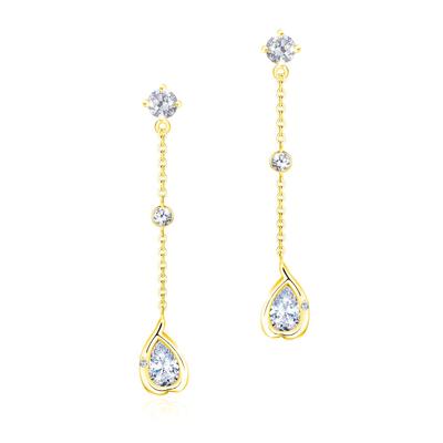 YUIITU серьги для женщин популярные высококачественные серьги-подвески из циркония 925 серебряные серьги-сердечки гипоаллергенные серьги с позолотой 18 карат стильные длинные