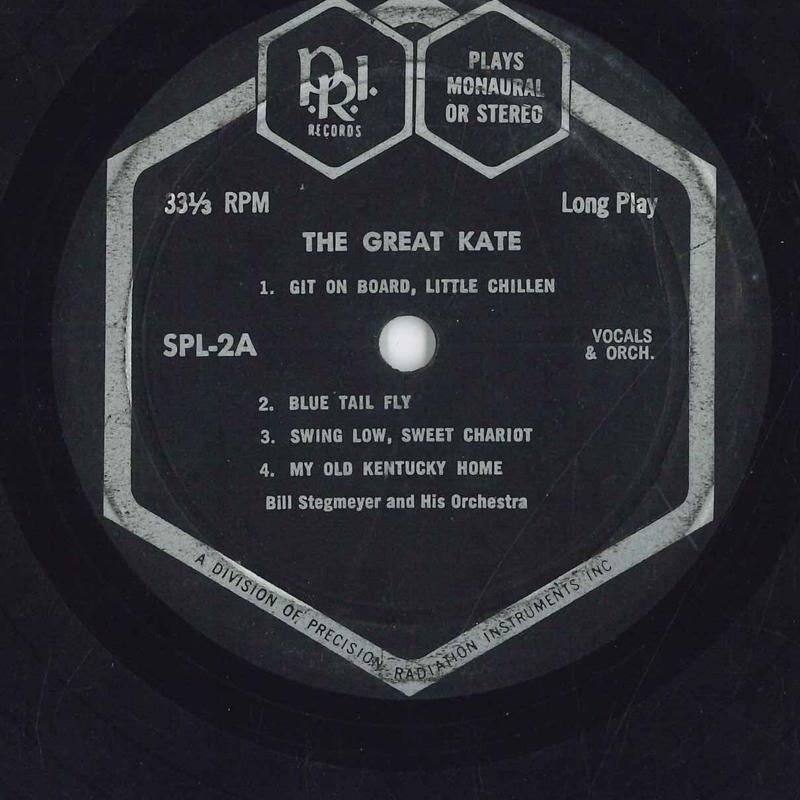 7inch Record KATE SMITH - The Great Kate SPL2 P.R.I. RECORDS US Jazz Used