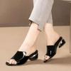 Fashion Women's Slippers and Ladies Sandals Red Heeled Outside Shoes Leather Open Toe Slides Sexy Elegant Fashionable Normal Top Designs