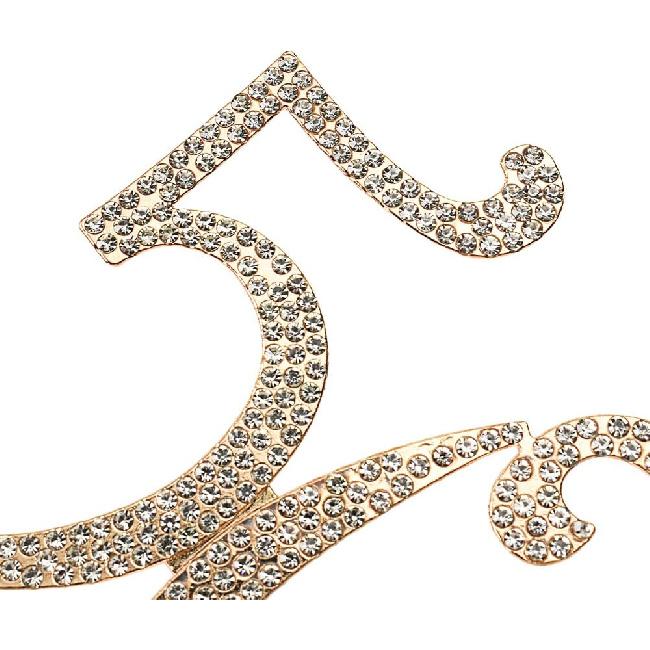 50th Rhinestones Cake Topper, Gold 50th Birthday Cake Decoration, Wedding Anniversary Party Decor Ideal Perfect Keepsake