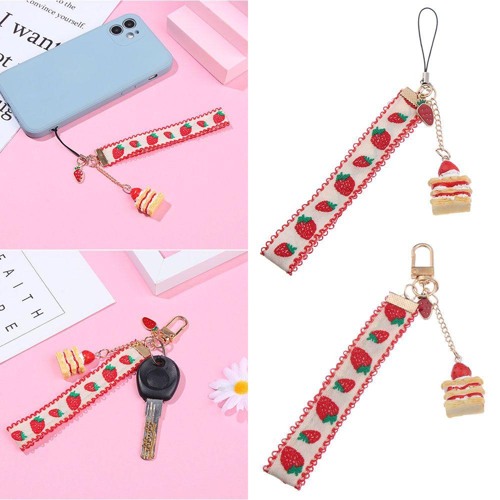 Fashion Charm Popular Bag Pendant Cake Mobile Phone Lanyard Cute Strawberry