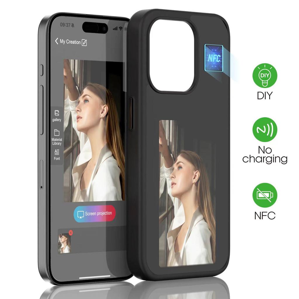 Чехол YTF-NFC для iPhone 16promax с E-ink экраном, четыре цвета, передача изображений для iPhone 15 14 13 Pro Max, чехлы для телефона DIY, 16 plus