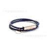 A Pair Of Stainless Steel Woven Leather Rope Couple Bracelets Support Lettering Qixi Festival Couple Bracelet Double Circle Tide Brand Bracelet
