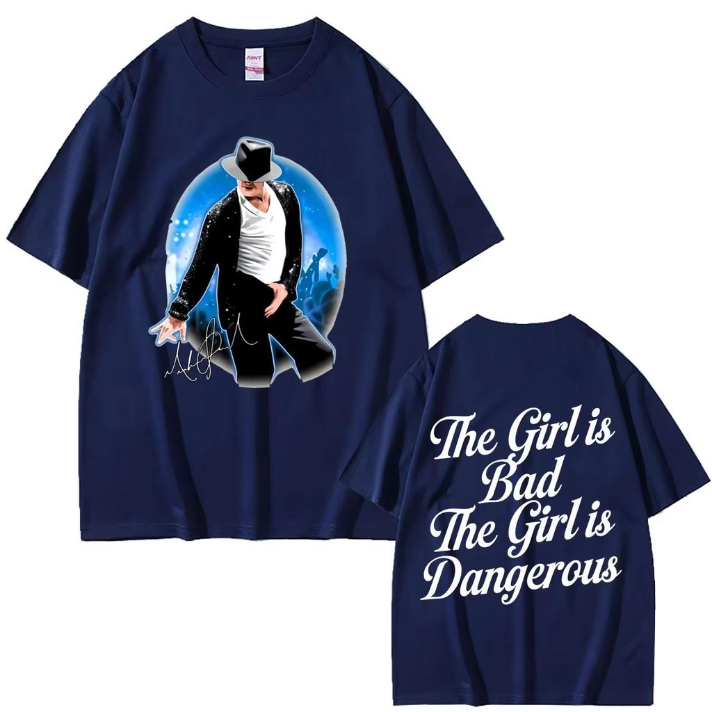 Unisex Vintage Gothic Rock Streetwear TShirt with Classic Michael Jackson The Girl Is Bad The Girl Is Dangerous Graphic Tshirt