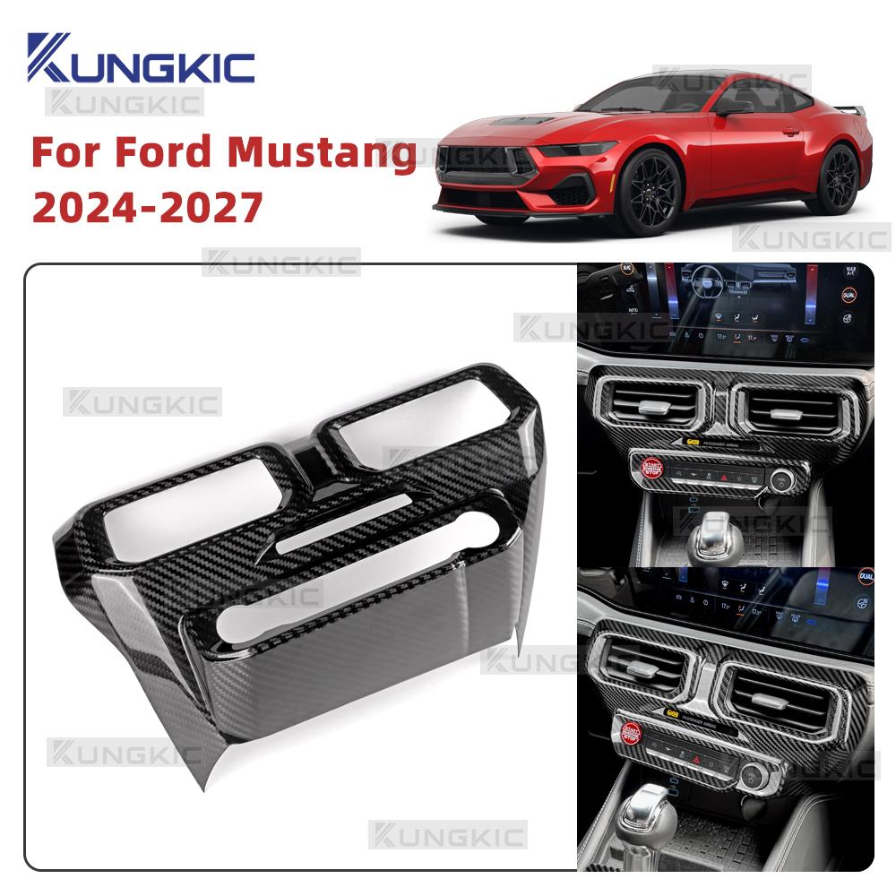 Carbon Fiber Center Console Panel Cover for Ford Mustang 2024 2025 2026 2027 Interior Dashboard Accessories