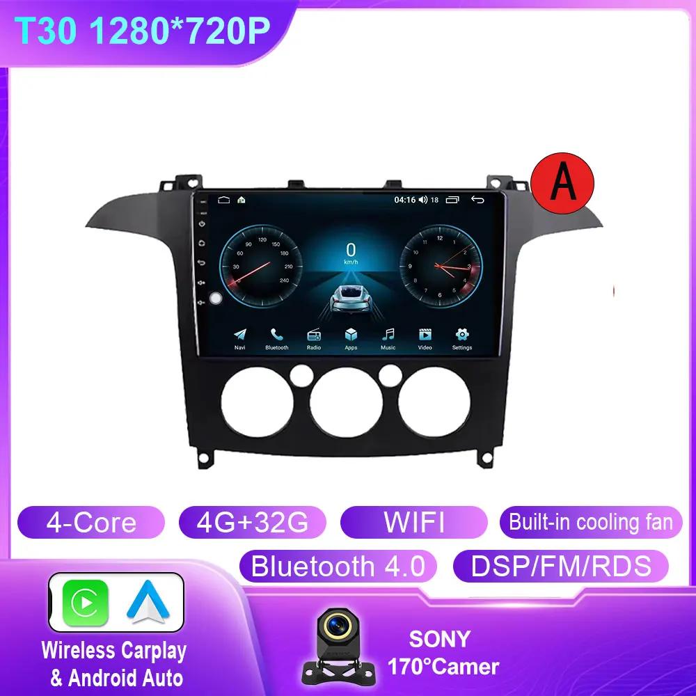 Android 14 автомобильный радиоприемник мультимедийный проигрыватель для Ford S Max S-MAX 2007 - 2015 стерео навигация GPS Carplay авто головное устройство QLED WIFI