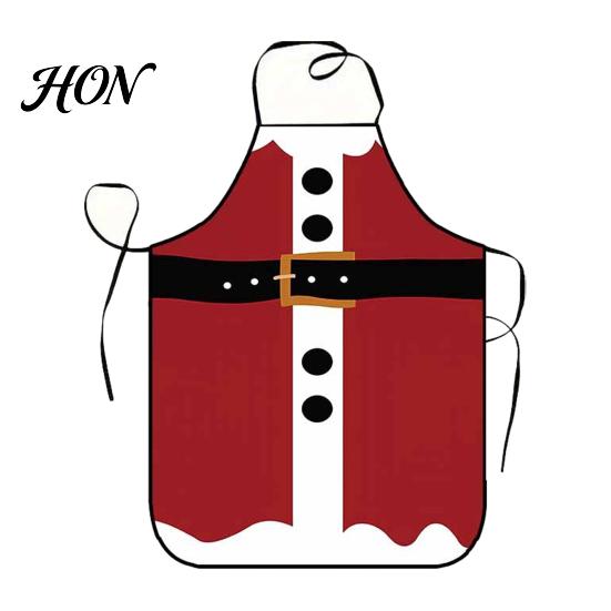 Oil Proof Cooking Cover Christmas Apron with Santa Gingerbread Prints, Waterproof Resistant Holiday Apron, Adjustable Tie for Kitchen Baking