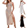 Women'S Swimsuit Cover Up Bikini Sleeveless Beach Skirt Crochet Hollow Out Cover Up Seaside Travel Cover Up