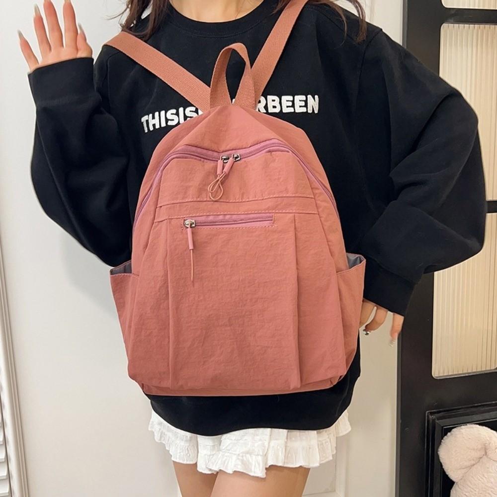 Fashion Large Capacity Backpack Multifunctional Solid Color School Bag Ultra-Light Shoulder Bag Travel