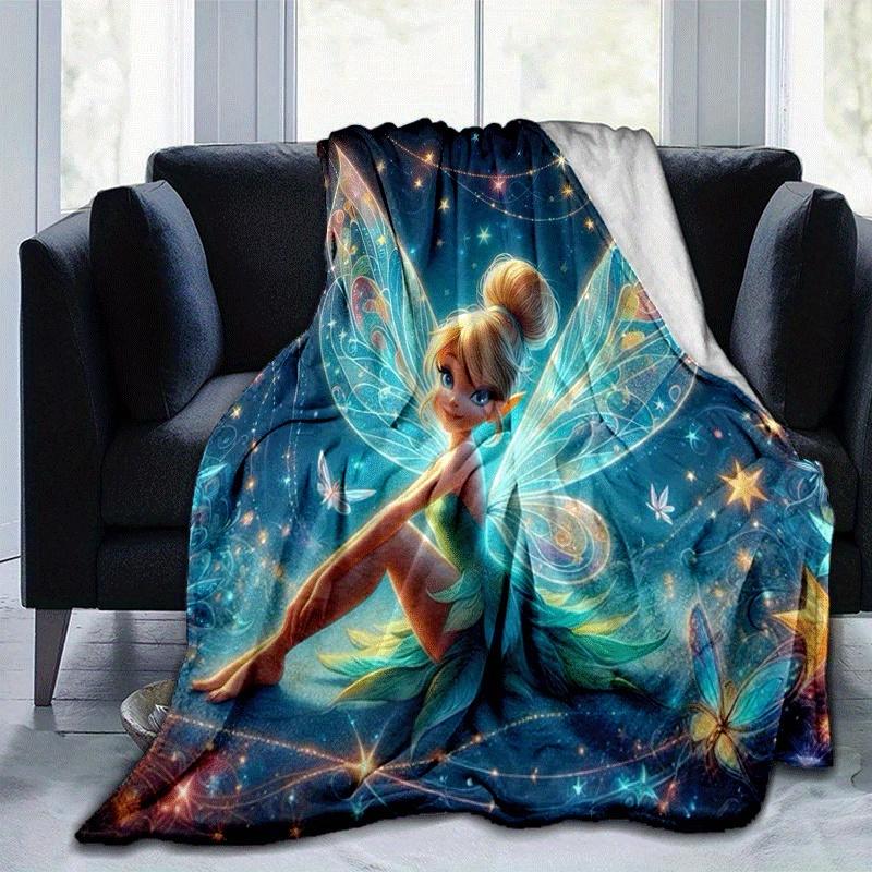 1pc Tinker Bell Printing Blanket - Soft, All-Season Throw for Office Blanket, Car, Travel