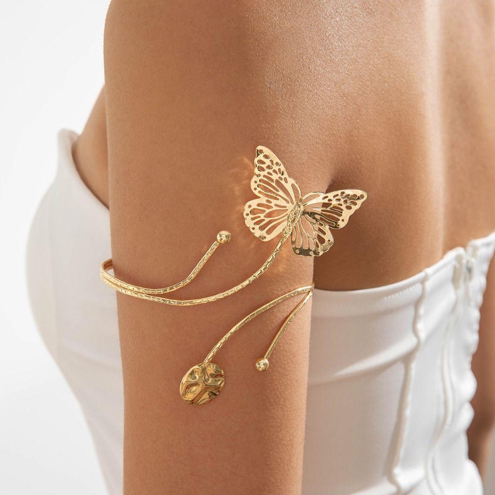 Water Drop Shape Metal Starfish Open Cuff Bangles Adjustable Armlet Jewelry Banquet